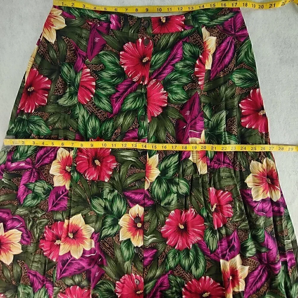 Bentley Women's Green, Pink Floral, Hawaiian 2 Pc Blouse & Skirt Suit Size 22W